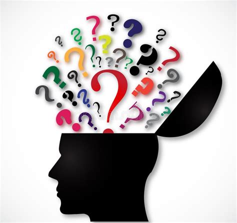 Human Head Open With Color Question Marks Stock Illustration