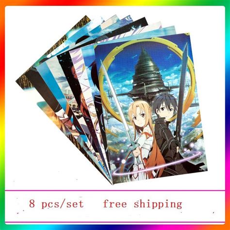 Good Quality 8 Pcsset Different Designs Anime A3 Posters Sword Art