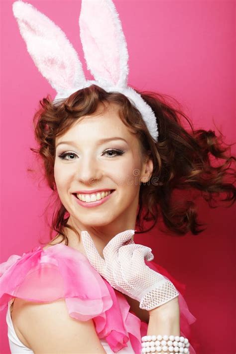 Woman With Bunny Ears Playboy Blonde Stock Image Image Of Girl