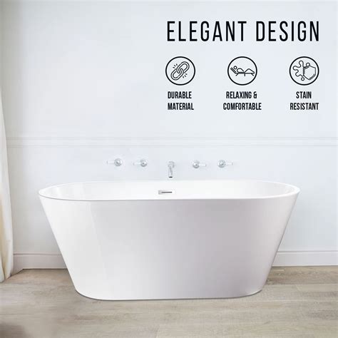 Vanity Art 59 X 295 Non Slip White Acrylic Freestanding Bathtub