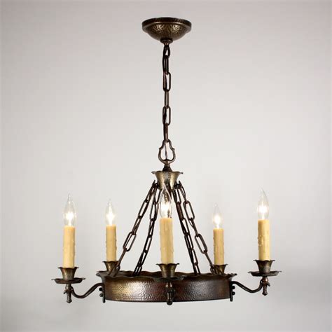 Spanish lighting fixture, barcelona with spanish colonial design is a great fit for any spanish colonial revival with renaissance style home. Handsome Antique Spanish Revival Five Light Chandelier, c ...