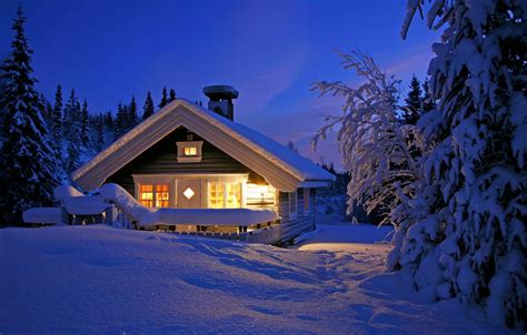 Wallpaper Winter The Sky Snow Landscape Nature House House White