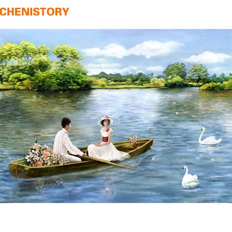 Chenistory Romantic Boat Lover Diy Painting By Numbers Kits Acrylic