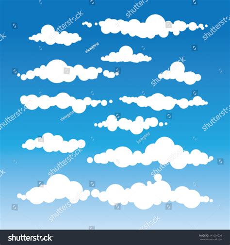 Fluffy Clouds Vector Collection Stylized Cloud Stock Vector Royalty