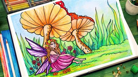 Beautiful Fairy Drawing How To Draw Beautiful Fairy Scenery Very Easy Youtube