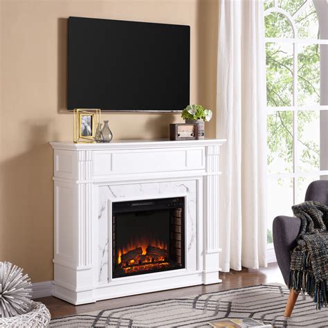 Shop the brick for all the electric fireplace options you need. SEI Brecken Faux Cararra Marble Electric Media Fireplace ...