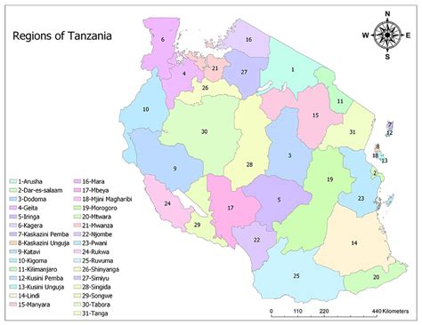 Regions Of Tanzania Mapuniversal