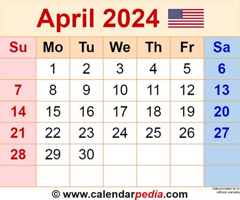 2024 April Calendar 2024 April 2024 Calendar 2024 Png And Vector