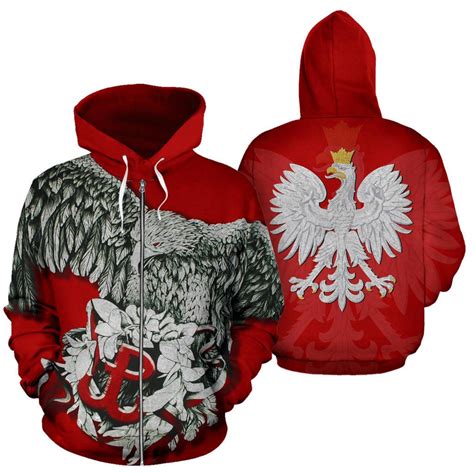 Poland Zip Up Hoodie Polish Eagle Polska Walczaca Red K4 Art Hoodie