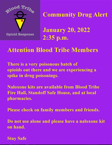 Community Drug Alert January 20 2022 Blood Tribe Kainaiwa