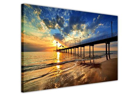 Pier At Sunrise Framed Canvas Wall Art Prints Home Decoration Etsy