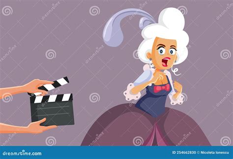 Actress Filming Historical Drama Having A Meltdown Vector Cartoon