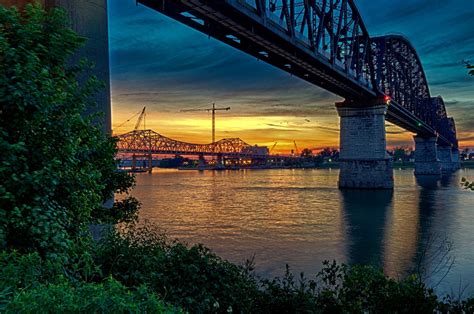 June Sunset On The Ohio River Bridges Project Downtown Span 2