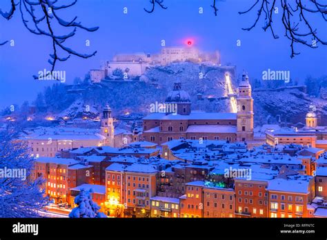 Salzburg Austria Heavy Snow On The Historic City Of Salzburg With