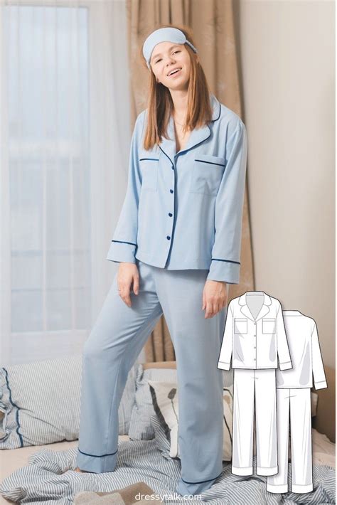 Sewing Pattern Pyjama Set For Women Dressy Talk Long Shorts Pdf
