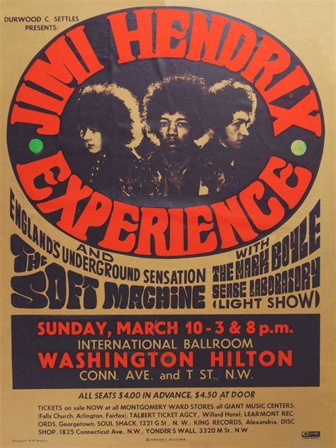 Jimi Hendrix 1968 Washington Vintage Music Art Music Concert Posters