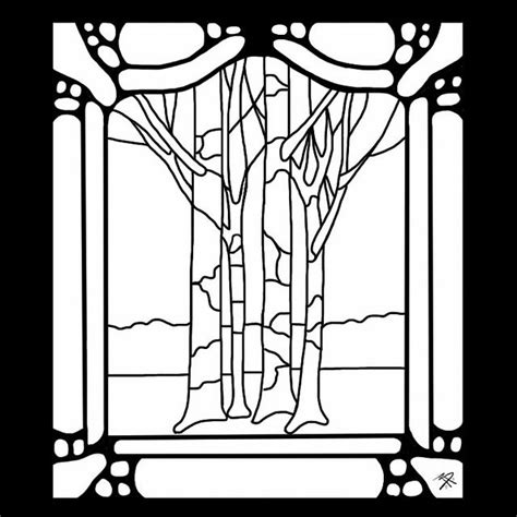 Art Nouveau Trees Stained Glass Pattern Stained Glass Patterns