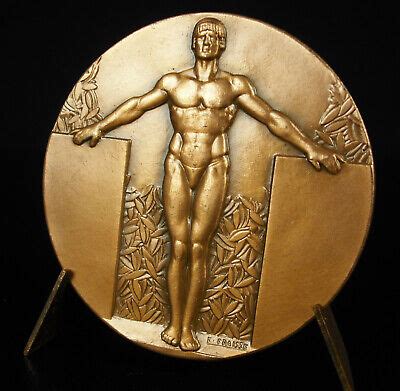 Uruguay Th Anniversary Rotary Club Art Deco Medal Nude Man By My XXX