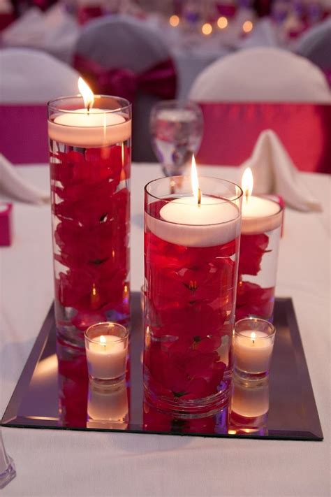 3 Cylinder Candle Centerpiece With Mirror And Votive Candles And Any