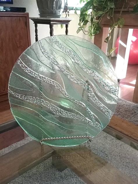 Fused Glass Art Glass Wall Art Sandblasted Glass Glass Garden Art Water Ripples Bullseye