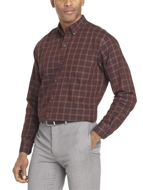 Men Van Heusen Mens Wrinkle Free Short Sleeve Button Check Down Shirt