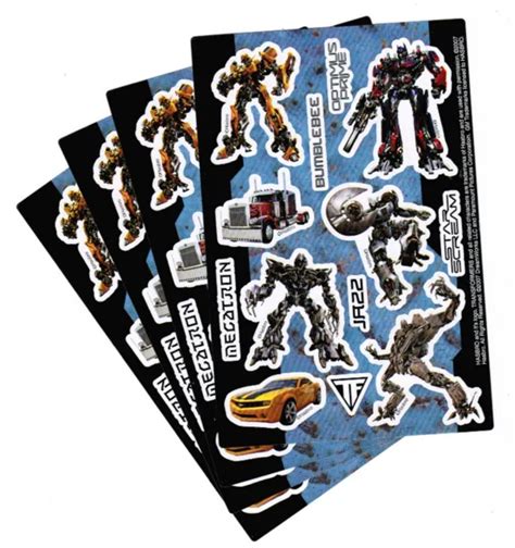Sheets Transformers Stickers Optimus Prime Bumblebee Megatron Jazz Picclick