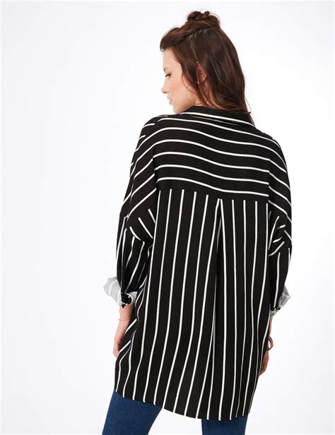 Maybe you would like to learn more about one of these? Chemise longue rayée noire et blanche femme • Jennyfer