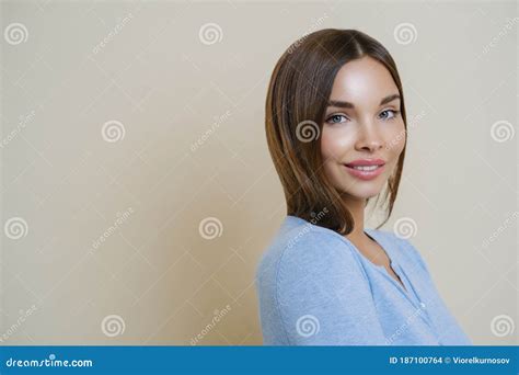 Beauty Portrait Of Healthy Lovely Gorgeous Woman With Gentle Smile