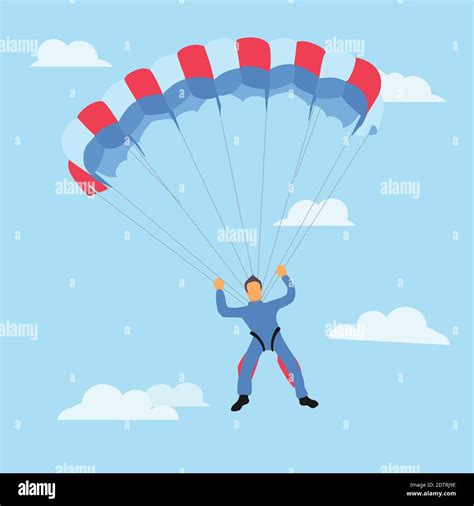 Skydiver Flying With A Parachute Parachuting Sport And Leisure