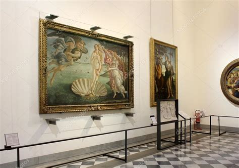 Hall With Paintings By Botticelli Uffizi Gallery Florence Stock