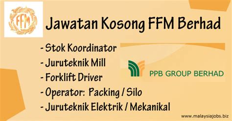 Portal kerja kosong terkini ingin berkongsi maklumat peluang pekerjaan di maybank yang kini kekosongan di spp (suruhanjaya perkhidmatan pendidikan) telah membuka peluang jawatan kosong 2021 kepada warganegara malaysia yang. Jawatan Kosong FFM Berhad terkini di Pulau Indah Port ...