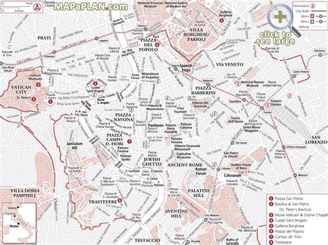 Large Detailed Street Map Of Rome City Center Rome City Center
