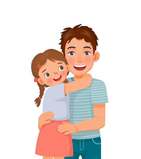 Premium Vector Handsome Young Man Hugging His Daughter Showing Father Love By Embracing His