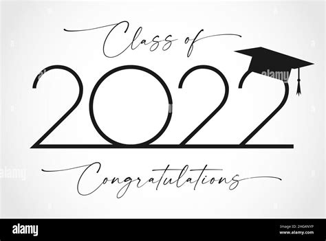 Class Of 2022 Graduation Year Sign Black And White Concept Happy School Holiday Invitation
