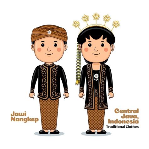 Couple Wear Central Java Indonesian Traditional Clothes Traditional