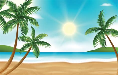 Beach Scene With Palm Tree