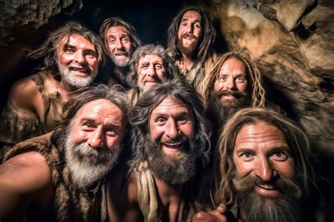 Selfies D Poque Des Hommes Des Cavernes Du Pal Olithique Image Ia