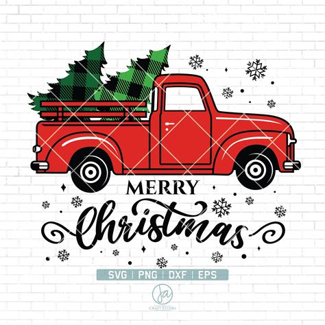 Merry Christmas Svg Red Christmas Truck Svg Buffalo Plaid Etsy Canada