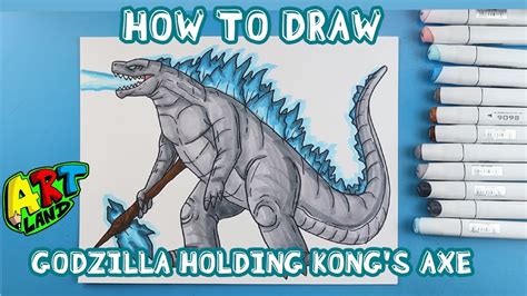 How To Draw Godzilla Holding Kong S Axe Youtube