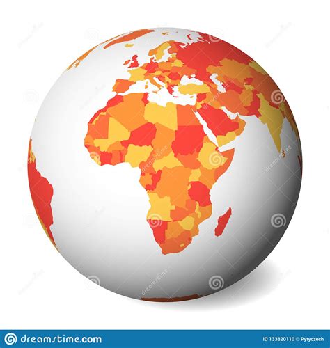 Blank Political Map Of Africa 3d Earth Globe With Orange Map Vector