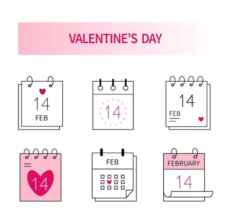 Premium Vector Valentines Day Calendar On 14th February In Color Soft