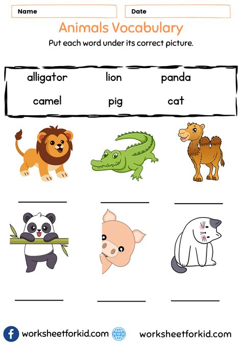 Animals Vocabulary Worksheet Pdf 1 Worksheetforkid