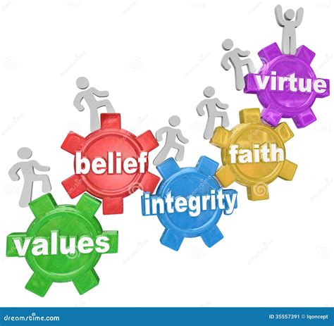 Gears Going Up Values Belief Integrity Faith Virtue Stock Illustration