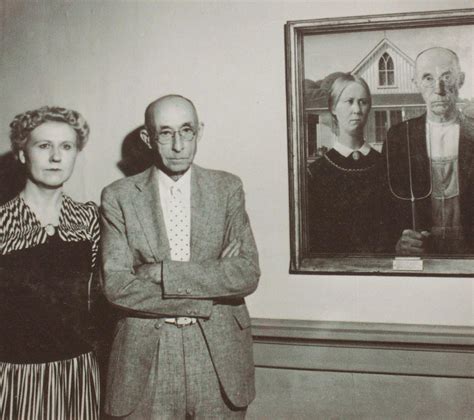 Human The Models Of American Gothic Stand Next To The Painting C