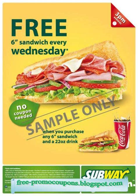 You are required to add one side dish into your cart before you check out in order to activate the free side promotion with rm7 capped. Printable Coupons 2019: Subway Coupons