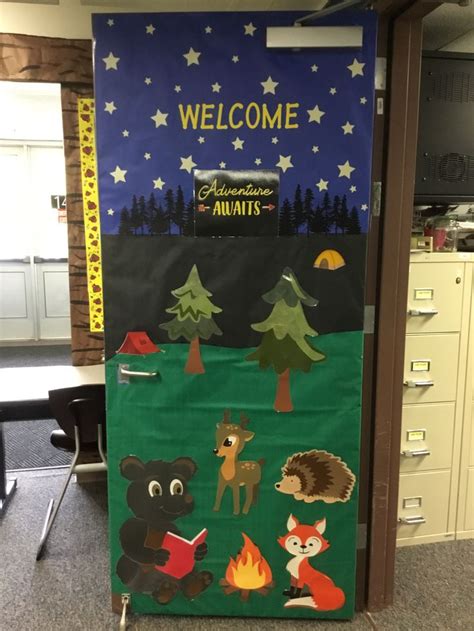 Camping Theme Classroom Door Adventure Awaits In 2022 Camping Theme