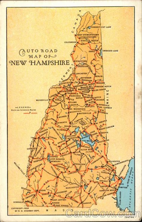 Auto Road Map Of New Hampshire Maps
