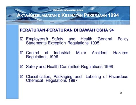 Pengurusan keselamatan dan kesihatan pekerjaan kkp memerlukan komitmen pemunya perniagaan atau majikan untuk melakukan 3 langkah di bawah: Akta keselamatan dan kesihatan perkerjaan 1994