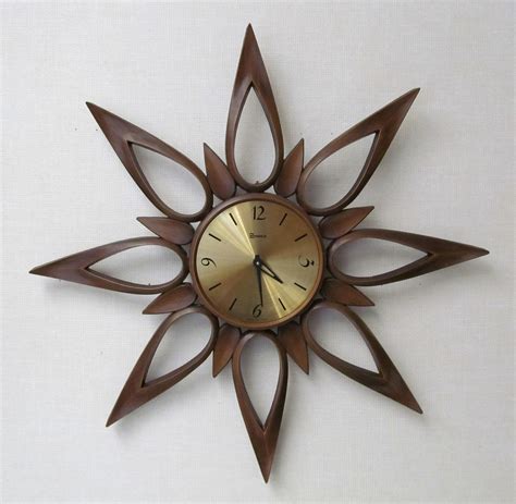Vintage Mid Century Starburst Clock Syroco Etsy Retro Clock Mid