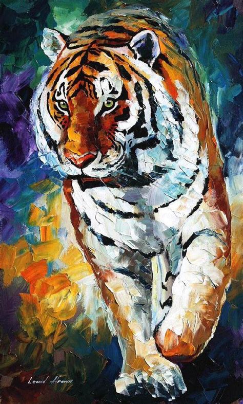 Leonid Afremov Afremovartist Tiger Artwork Animal Paintings